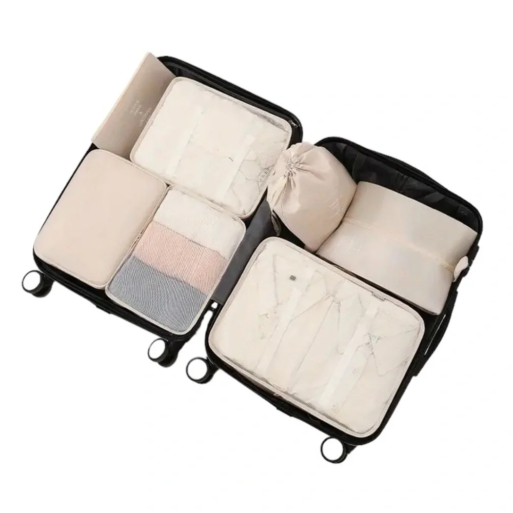 7pcs Packing Organizers -Beige - NIP - Picture 2 of 4